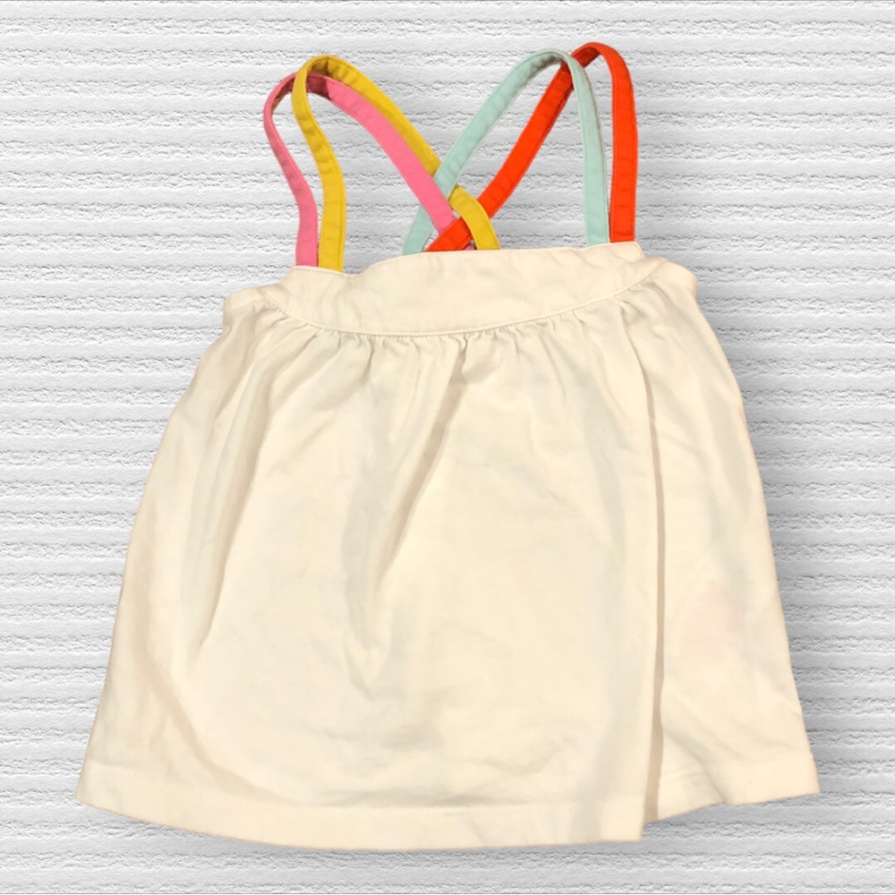 Mini Boden Cream Tank Top with Multicolor Straps